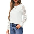 thumbnail image 3 of UVN Blouses for Women Dressy Lace Pleated Tunic Tops Casual Long Sleeve Fall Shirts, 3 of 8