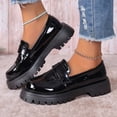 thumbnail image 2 of Gpaecead Women College Style Thick Sole Loafers Patent Leather Glossy Spring Summer Casual Heightening Slip On Shoes, Black, 2 of 7