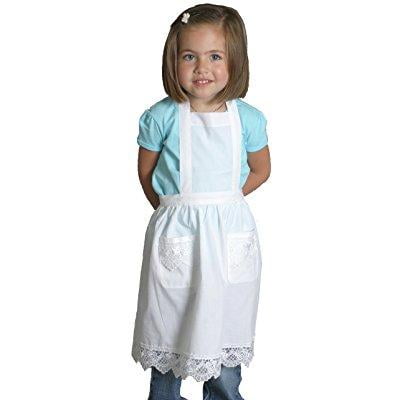 deluxe lace deluxe victorian maid costume girls full white apron with pockets (ages 4-8)