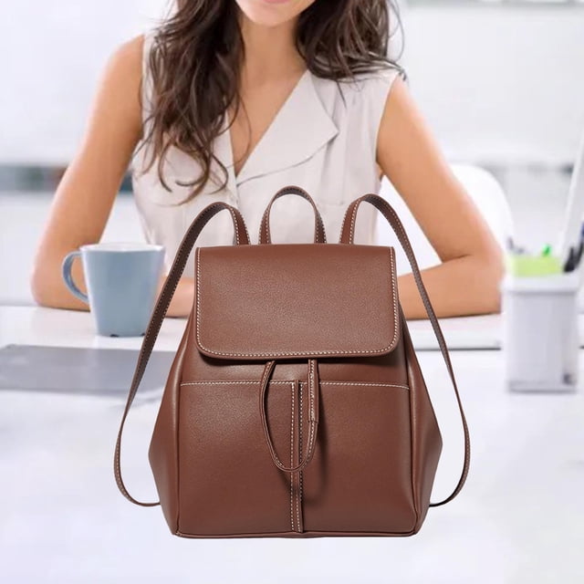 Mochila casual con soporte para mujer, mochila para deportes al aire libre, viajes, mujeres Marrón