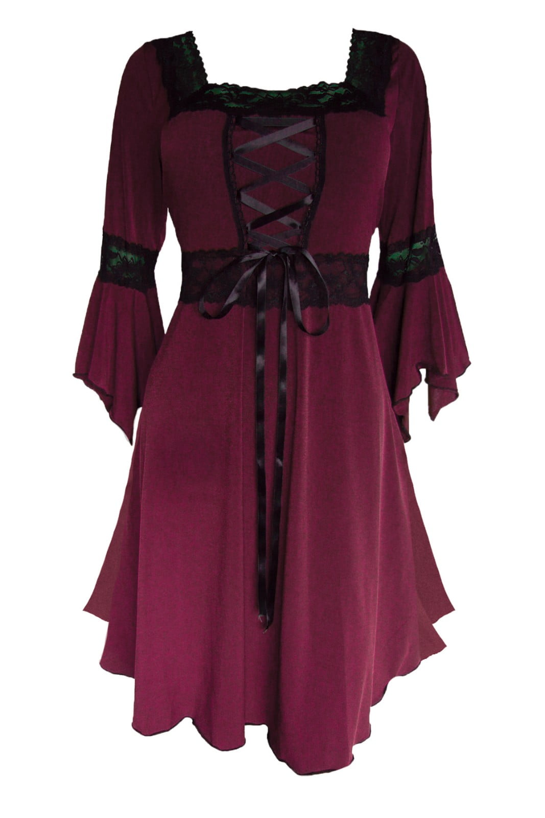 Dare To Wear Victorian Gothic Plus Size Renaissance Corset Dress in Envy 