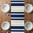 thumbnail image 6 of Navy Blue Khaki Striped Table Runner - 120 Inch Long, Kitchen Dining Table Runner Dresser Scarves, Modern Minimalist Ombre Lines Farmhouse Decor for Coffee Tables Wedding Party Banquet, 6 of 8