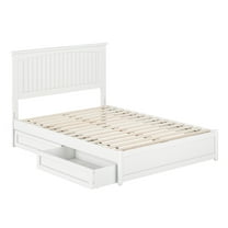 Malta Full Wood Platform Bed with Panel Footboard and Storage Drawers in White