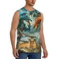 thumbnail image 2 of Balery Red Blue Dragon Battle Epic Camisetas sin mangas para hombre, absorbe la humedad y protege contra el mal olor.-X-Large, 2 of 7