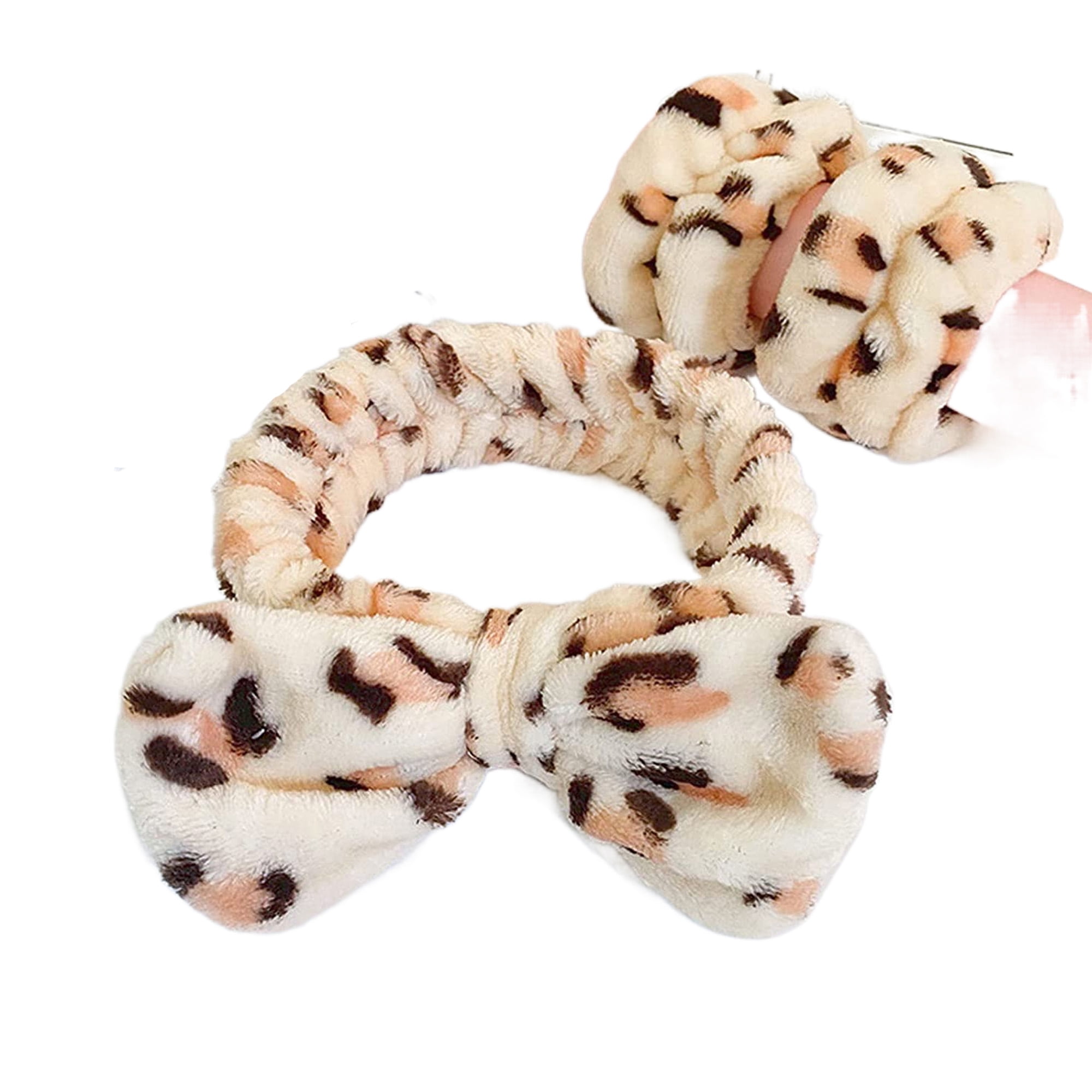 3 Pcs Cute Bow Hair Band and Wristband Set, Women Girls Spa Headband