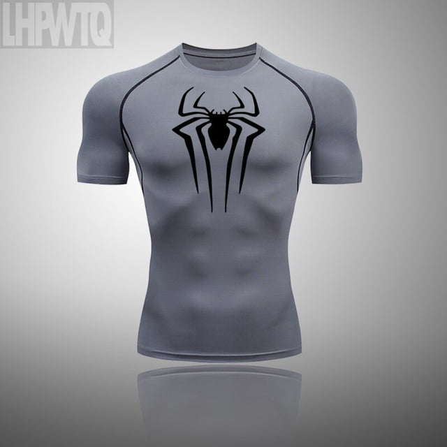 Camiseta de compresión para hombre, camiseta de manga corta de secado rápido, para Fitness, gimnasio, superhéroe, deporte, correr, Rashgard, nueva