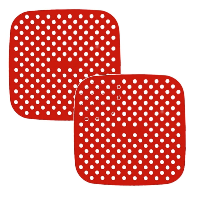 Oleegame 2 Pcs Plateaux de Pique-Nique pour Aliments Doublures Réutilisables pour Friteuse à Air Chaud Accessoires en Silicone Rouge