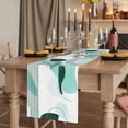 thumbnail image 2 of Table Runners 70 Inches Long Dress Scarves, Boho Geometric Farmhouse Coffee/Dining/Kitchen Table Decor, Holiday Table Runner, Aqua Ethnic Abstract Stripes Leaves 13x70 Inch, 2 of 9