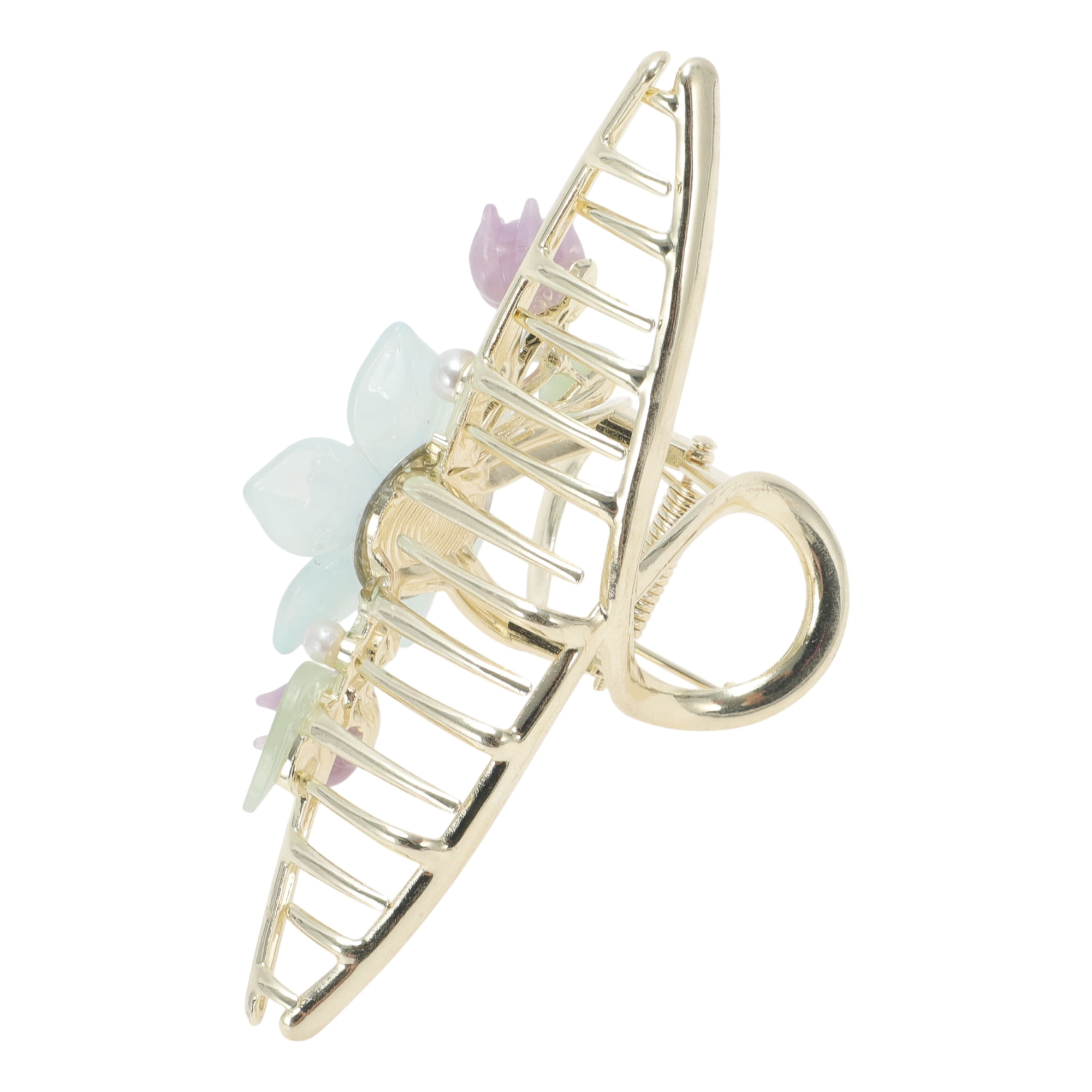 Unique Bargains Fashion Flower Hair Clips Home Use Gold Tone