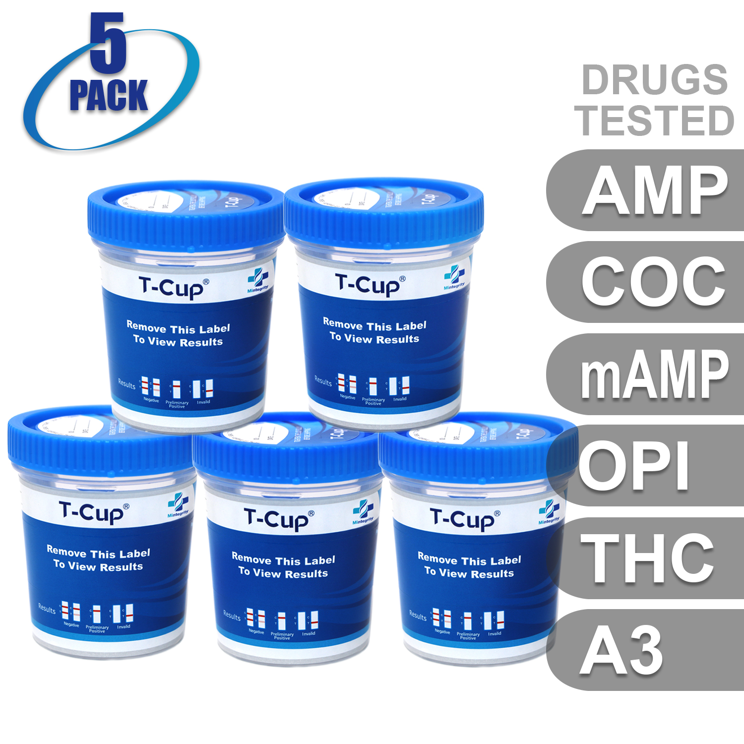 Mintegrity [5pk] 5Panel TCup Instant Urine Drug Test Amphetamine