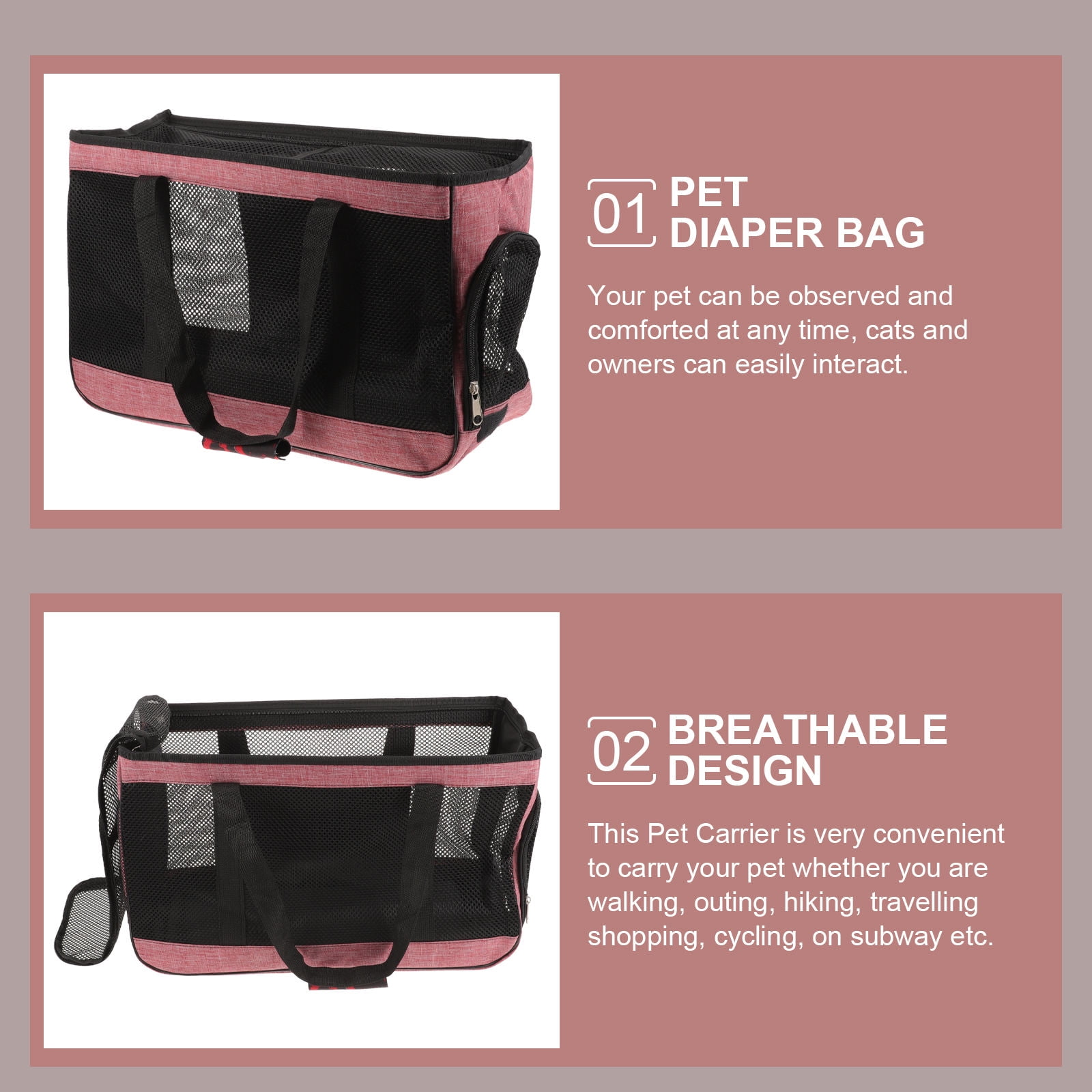 OFFIGAM Pink Breathable Cat Carrier Oxford Cloth Portable for Storing