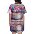 thumbnail image 6 of Daiia Colorful Balloon Cake Celebration Pattern Womens Pajama Sets Short Sleeve Pajamas for Women Sets Soft Lounge Sets Casual Round Neck Sleepwear PJS-X-Large, 6 of 7