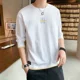 thumbnail image 3 of Ropa para hombre, camiseta holgada con gráfico en la parte superior blanca para hombre, ropa de calle estampada, moda Harajuku, manga larga, citas casuales, talla XL, 3 of 5