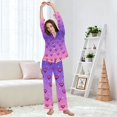 thumbnail image 5 of FORMRS Womens Pajama Set Long Sleeve Top and Pants with Pockets Soft Comfy Lounge Sleepwear, Sizes S-2XL, Pixel Love, 5 of 7
