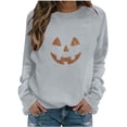 thumbnail image 2 of Luivaraty Sweatshirt for Women Crew Neck Fall Outfits Tops Casual Losse Long Sleeve Halloween Rhinestone Devilish Face Sweatshirt, S-2XL, 2 of 5