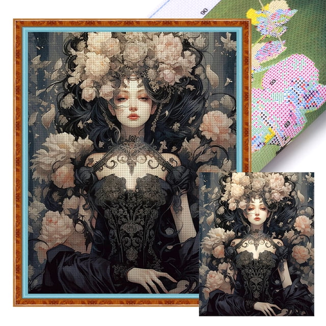 Kit Punto Cruz para Niña Bordado Con Hilo Algodón Ecológico 11CT Arte 45x55cm