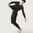 thumbnail image 5 of Men Long Johns Thermal Set,Thermal Underwear Round Neck Slim Two-Sided Bottoming Shirt Clothes Pants Set Black M, 5 of 6