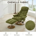 thumbnail image 6 of Ergonomic Recliner Chair with Ottoman, 360° Swivel Lounge Chair with Footrest, Chenille Fabric, 5-Point Vibration Massage, Seat Heating & 140° Adjustable Backrest for Home or Office, Green, 6 of 9