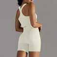 thumbnail image 5 of safuny Women's 2 Piece Sets Yoga Tracksuit Solid Color Summer Outfits Sleeveless Slim Tank Crop Tops Biker Shorts Casual Sports Running Stretchy Sweatsuit Trendy White, 5 of 5