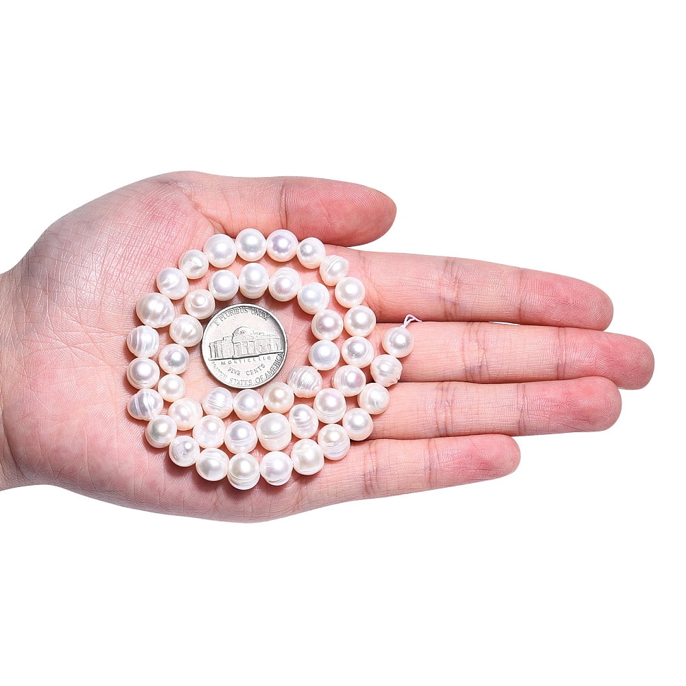 5 Strand Natural Cultured Freshwater Pearl Beads Strands Potato Creamy White 7.5~10x6.5~8.5mm Hole: 0.7mm about 45~46pcs/strand 13.78~13.98 inch(35~35.5cm)