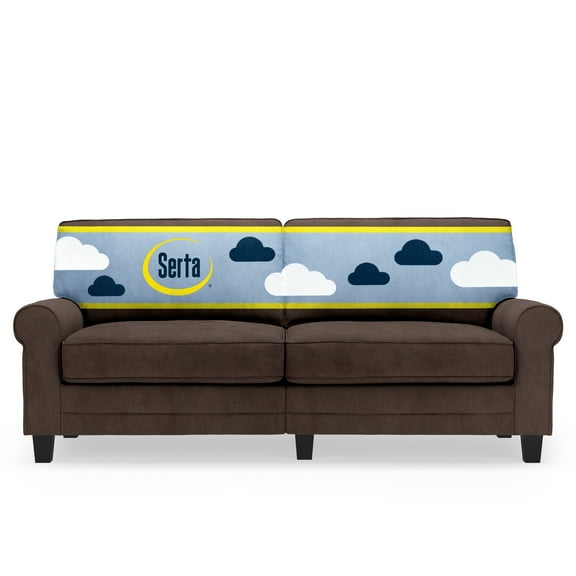 Serta Copenhagen 78" Rolled Arm Sofa with Removable Covers Dark Brown