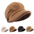 thumbnail image 5 of Spring Autumn Winter New Outdoor Warm Plus Lamb Hair Wide Brim Windproof Thick Berets Hats Suede Bucket Hat Leisure Visor Cap Painter Hat BROWN, 5 of 8