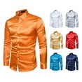 thumbnail image 3 of Minnieouse Camisa satinada lisa para hombre Casual Slim Fit - Grande y de secado rápido para cualquier ocasión Camisa para hombre Formal de Camisetas azul SG, 3 of 6