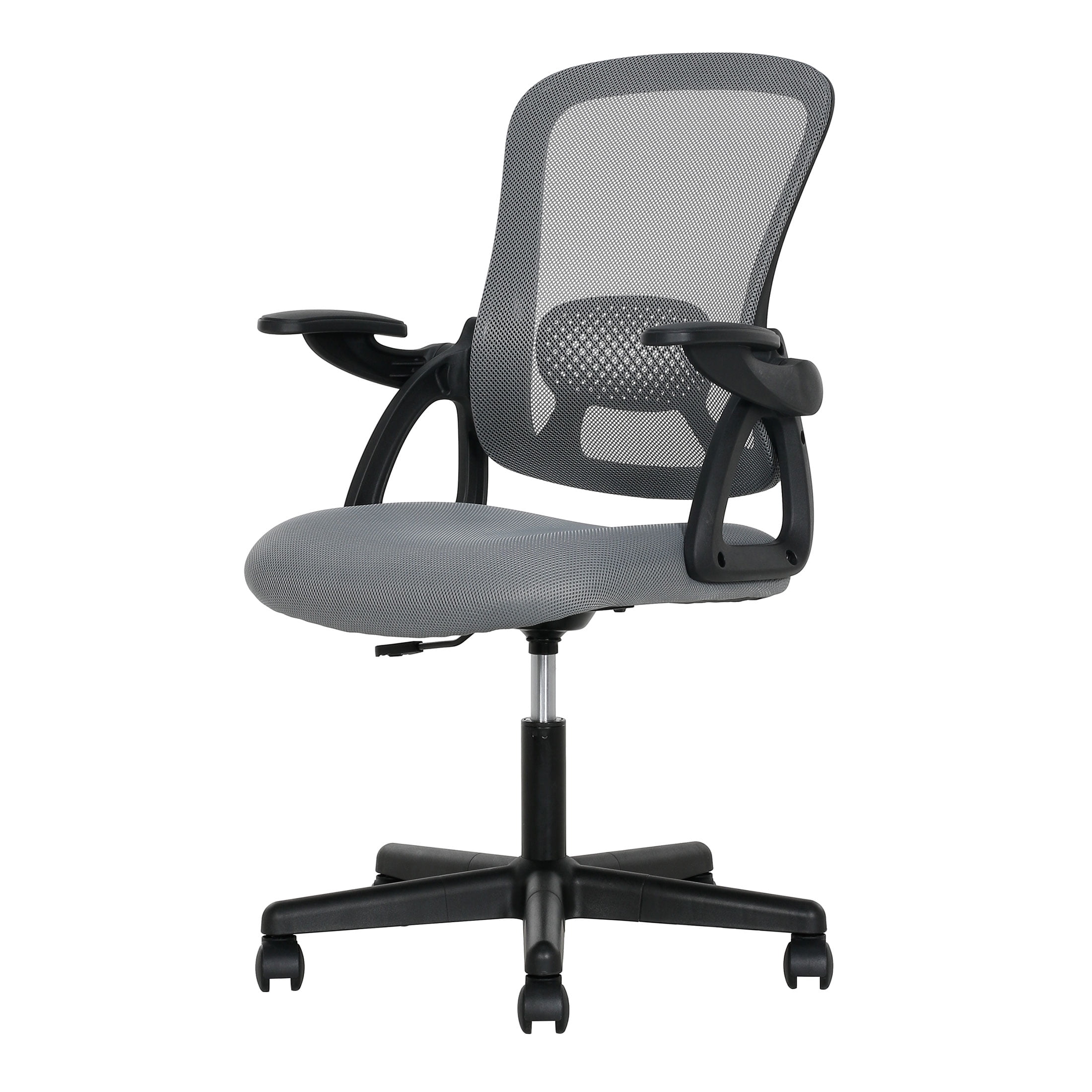 Mainstays Ergonomic Mesh Back Office Chair with Flip Up Arms for Adults, Grey Fabric, 275lb