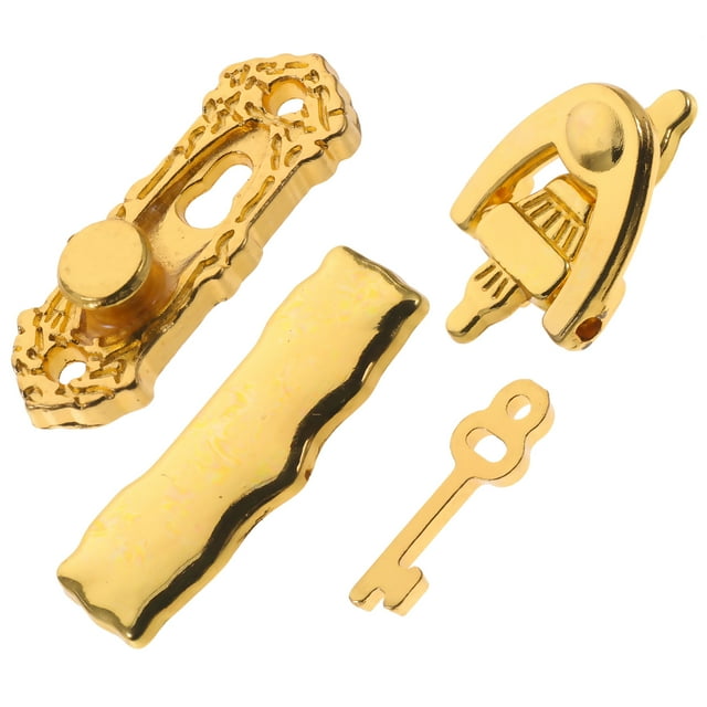 1 Set Miniature Door Lock and Key Doorplate Door Knocker Set Tiny House Decoration