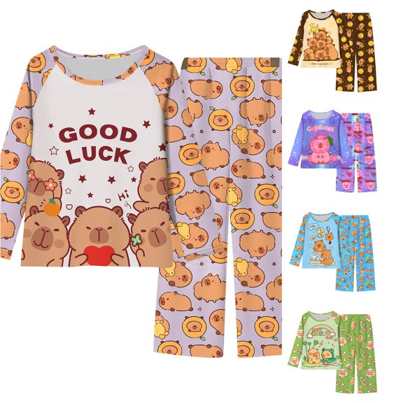NordicNest Print Long Sleeve Girls Pajama Soft Sleepwear For Kids Cozy Two Piece Loungewear Cute Animal Themed Nightwear Outfit For Girls Girls Outfits Size 14