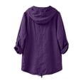 thumbnail image 5 of Ynynloco Womens 100%Cotton Tops 3/4 Sleeve Lightweight Drawstring Hoodies Button V Neck Casual Blouses Shirts, 5 of 9