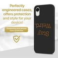 thumbnail image 2 of Wood phone case for iPhone XR compatible protective cell phone cover shockproof slim fit laser engraved Stay Weird design Black wood case for Men & Women by CaseYard, 2 of 7