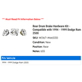 thumbnail image 2 of Rear Drum Brake Hardware Kit - Compatible with 1994 - 1999 Dodge Ram 2500 1995 1996 1997 1998, 2 of 2