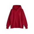thumbnail image 4 of thefmos Women's Fall Winter Hooded Slit Pullover Tops Sweatshirts Loose Casual Hoodie Long Sleeve Tunic Blouses with Pocket Trendy Vacation Clothes, Red 2XL, 4 of 6