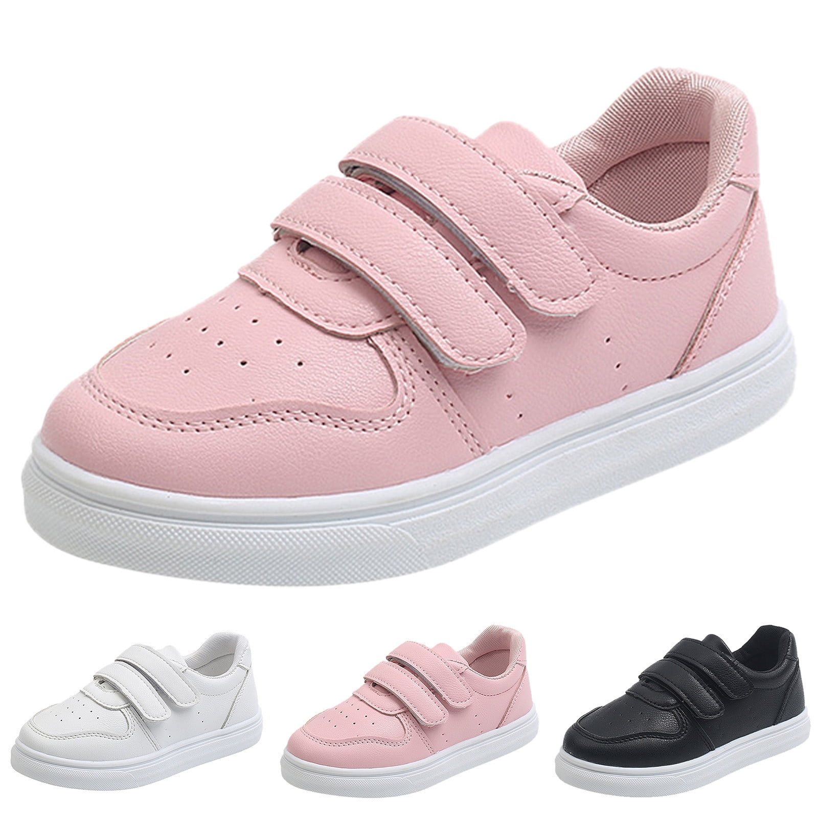Kid Shoes Girl's Simple Solid Flat Bottom Thick Sole Comfortable Casual Sports Shoes Boys' Sneakers White 3.5 Years-4 Years