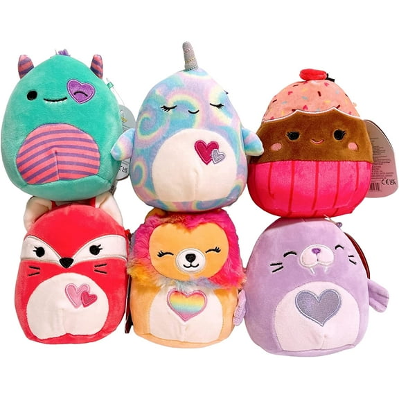 Squishmallows Kellytoy 2023 Valentines Squad 5" Set of 6 Mini Plush Doll Toy (Assortment D)