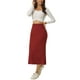thumbnail image 2 of Faldas midi clásicas elásticas de cintura alta con abertura para mujeres Inspire Chic L color rojo vino, 2 of 6