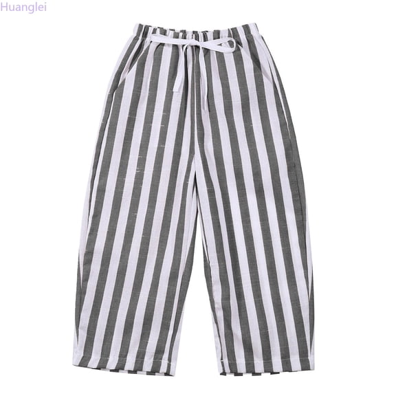 Huanglei Kids Baby Girl Minimalist Striped Pants Daily Elastic Waist Pants Lightweight Jogger Pants 18-24 Months