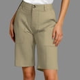 thumbnail image 5 of Women's Bermuda Shorts Lightweight Hiking for Running Athletic Camping Travel Golf High Waisted Knee Length with Pockets Khaki 2XL, 5 of 6
