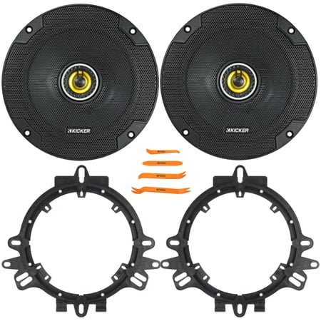 2x Kicker CSC65 CS Series 6.5" 300W Max Power 2-Way Coaxial Car Audio Speakers, 2x 6” to 6.75” Speaker Mounting Spacer Adapters, 4-Piece Removal Pry Tool Set (Bundle Fits GM, Ford & More Vehicles)