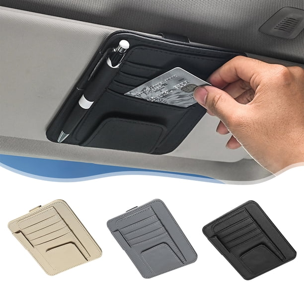 Portagafas magnéticas para visera de coche - Organizador de clip de cuero PU para gafas, tarjetas y mascarillas