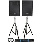 (2) Peavey PVI10 10" 2-Way PA Speakers + (2) Stands + (2) Cables+Bag