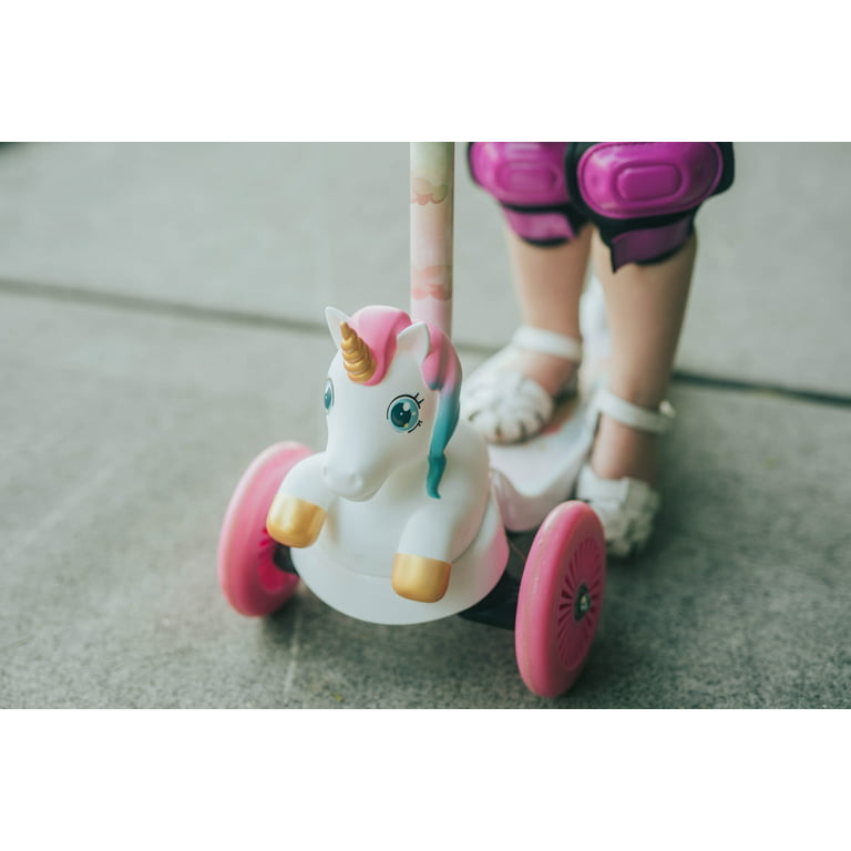 Kick for Preschool Wheel with 3+ Toddler Kids Unicorn Ages Wheels Light-up Scooter and 3