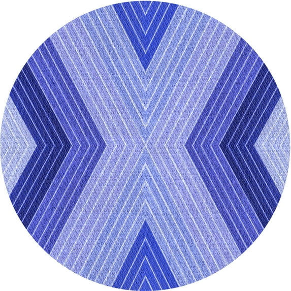 Ahgly Company Machine Washable Indoor Round Transitional Denim Blue Area Rugs, 8' Round