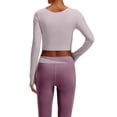 thumbnail image 6 of AGWOLF Workout Tops for Women Wrap Long Sleeve Shirts Buttercore Slim Fit Yoga Top Athletic Pilates Hiking T Shirt Purple M, 6 of 6