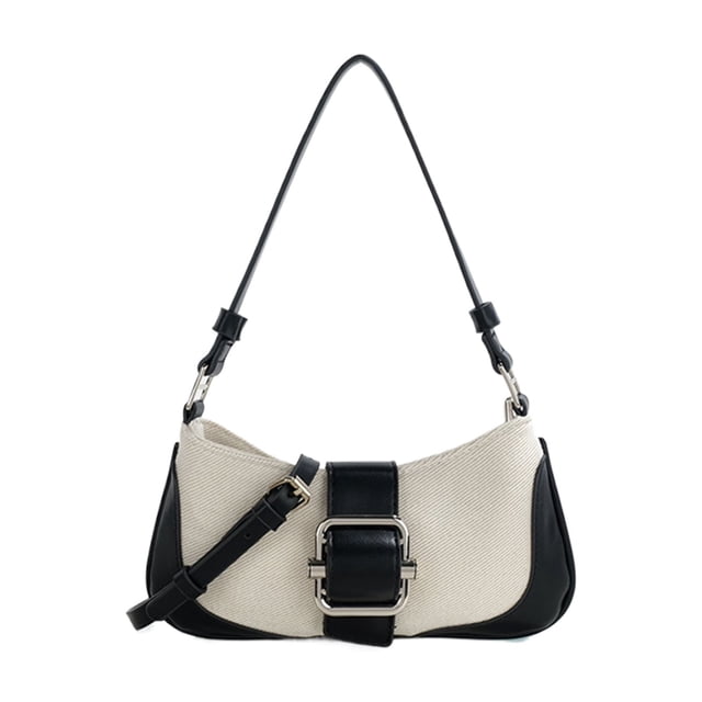 Sac Fourre-Tout Rétro en PU de Couleur Contrastante pour Lieu de Divertissement, Noir