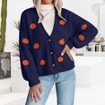 thumbnail image 2 of LEKODE Women Relaxed Fit Embroidered Knit Cardigan V Neck Button Down Long Sleeve Everyday Fall Outer Layer Top Dark Blue XL, 2 of 4