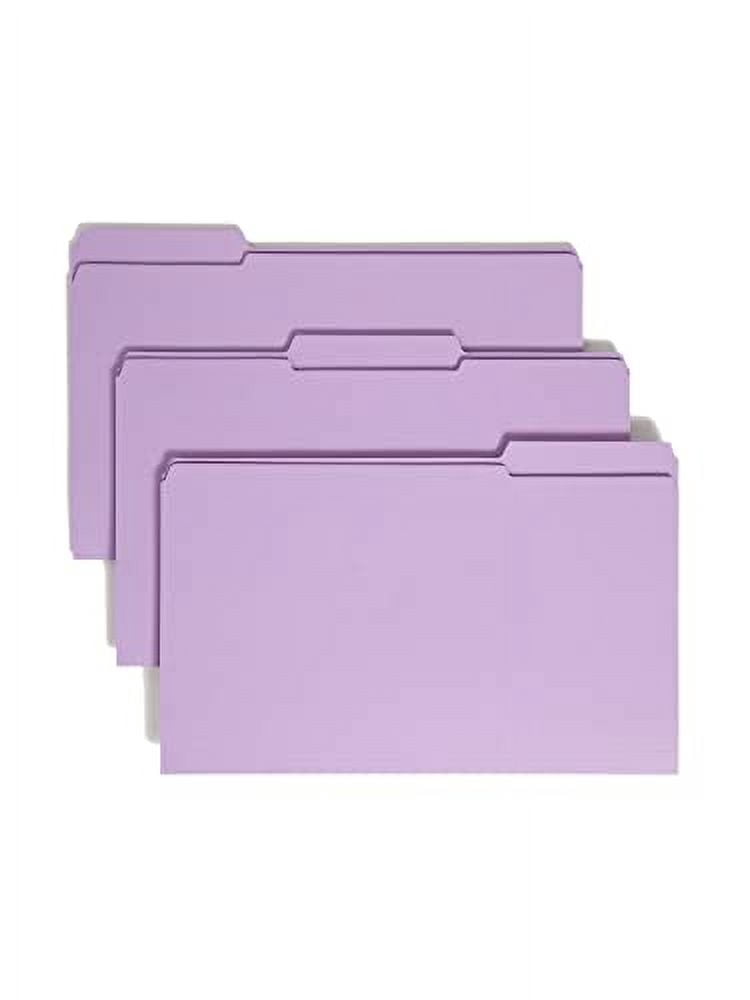 Smead® Color File Folders, With Reinforced Tabs, Legal Size, 1/3 Cut, Lavender, Box Of 100