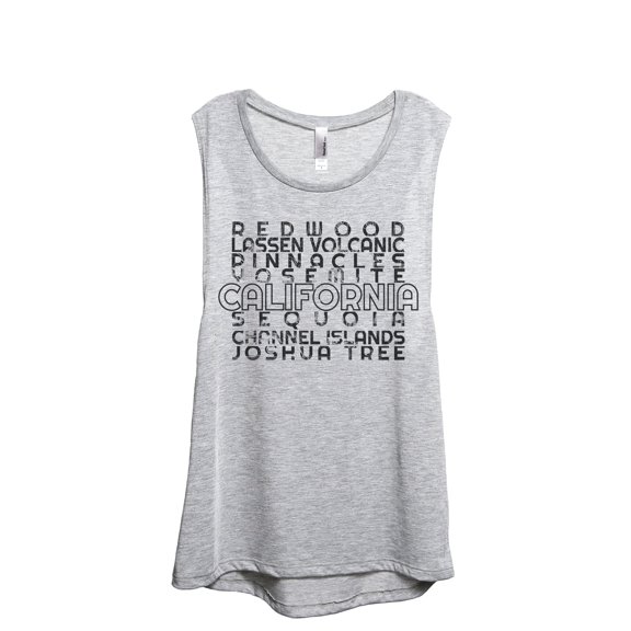 National Parks of California Women's Fashion Sleeveless Muscle Workout Yoga Tank Top Sport Grey Medium