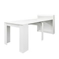 thumbnail image 3 of Tcbosik 20"-98" Extendable Dining Table with Storage for 1-8 Person, Modern Rustic Rectangle Kitchen Table for Home, Apartment, Space Saving, White, 3 of 8